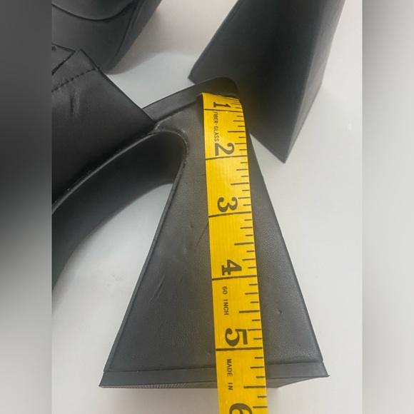 Lemon Drop Black Platform Block Heel Mules - Picture 8 of 10